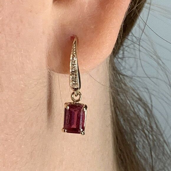 Diamond Rubellite Tourmaline Earrings 14k Gold 2.05 TCW Certified $1,690 821770 - Picture 11 of 12